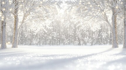Fototapeta premium Winter Wonderland Snowy Forest Background