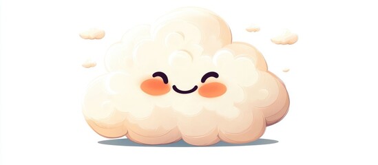 Charming vintage character design featuring a fluffy lovable cloud in a nostalgic 80s and 90s hippie style Ideal for social media stickers Cartoon flat 2d illustration on white background