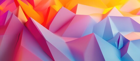 3D rendering of a low poly abstract geometric background featuring contemporary gradient colors and a three dimensional surface