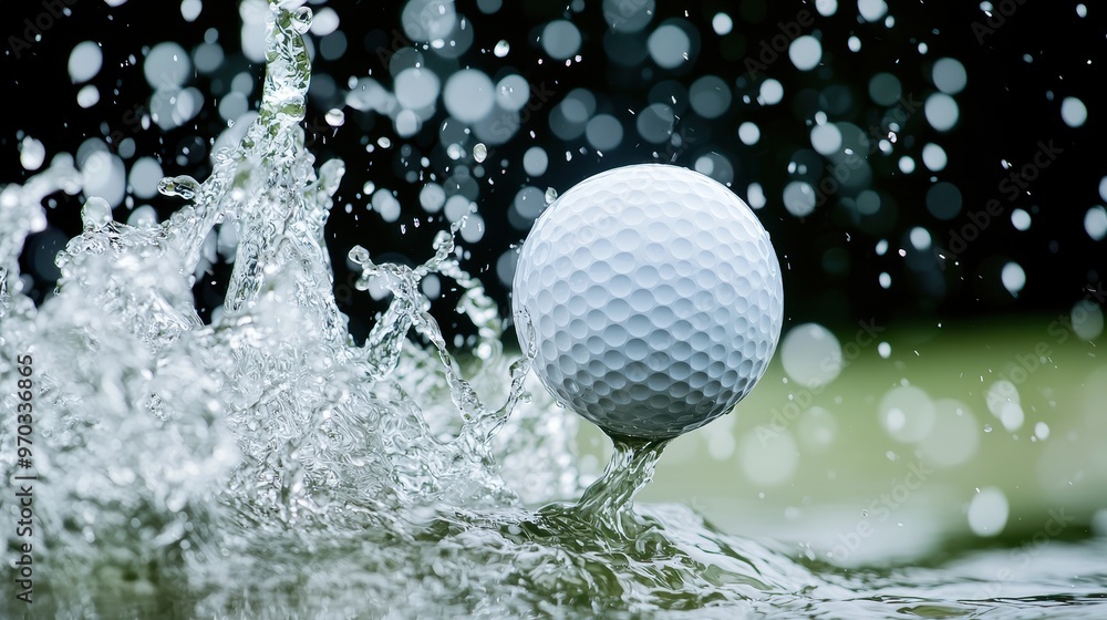 Canvas Prints golf ball splashing in water with bokeh background