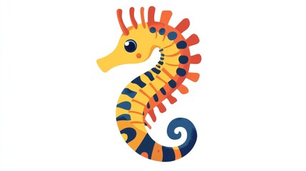Fototapeta premium Surrealistic flat illustration of a seahorse on a white background