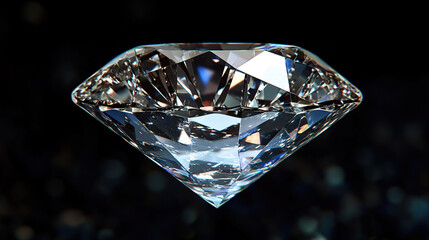 Diamond reflection on black background ,Dazzling brilliance close-up of a diamond generative ai.
