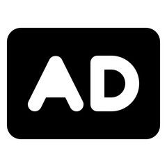 Audio description icon in solid filled glyph style. Simple accessibility symbol vector illustration — pixel-perfect icon.