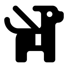 Leashed dog icon in solid filled glyph style. Simple pet symbol vector illustration — pixel-perfect icon.