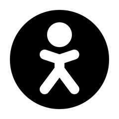 People stand icon in solid filled glyph style. Simple accessibility symbol vector illustration — pixel-perfect icon.