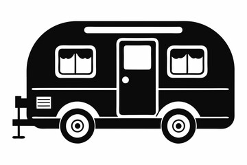 Fototapeta premium Camper Trailer Silhouette Vector, Trailer Icon Vector, Camper Van Svg 
