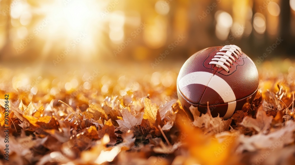 Canvas Prints American Football in Autumn Leaves