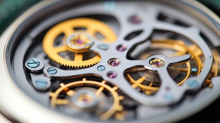 Close-up of intricate watch movement