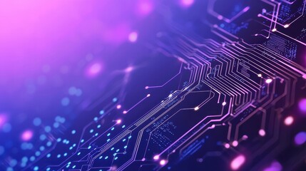 Abstract Circuit Board with Purple and Blue Lights