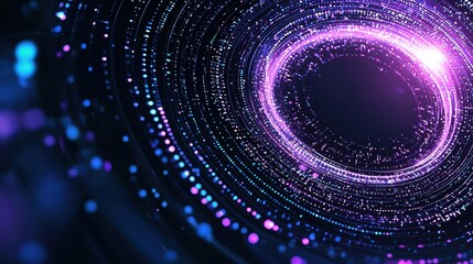 Obraz premium Abstract Neon Lights and Glowing Circles on Black Background