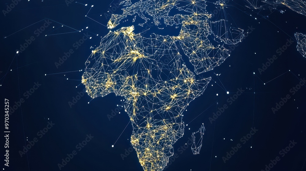 Poster global network world map connected technology communication digital abstract business internet