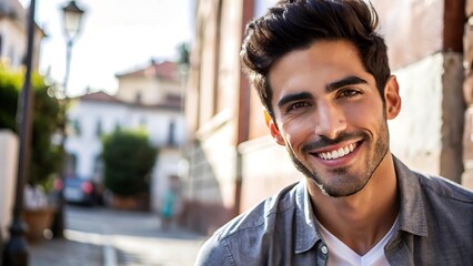 Fototapeta premium Handsome Man Smiling Outdoors.