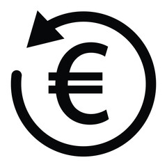 Obraz premium Euro cashback or bonus vector icon. Euro refund symbol. Arrow sign. Chargeback icon, return money isolated on white background.