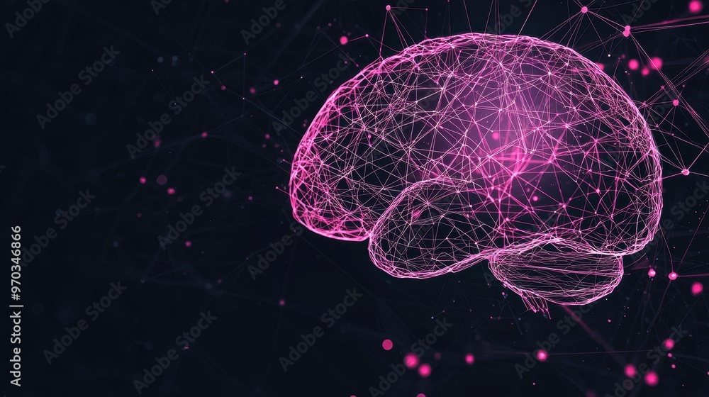 Poster abstract pink brain neural network artificial intelligence concept