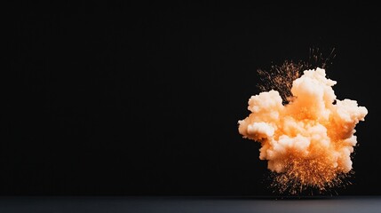 A large orange cloud of smoke is floating in the air