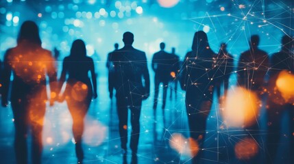 Silhouettes of Professionals Engaging in Business Networking, Corporate Collaboration Concept