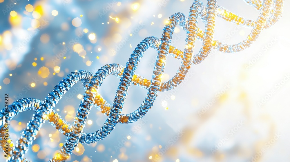Poster abstract dna double helix structure with bokeh background