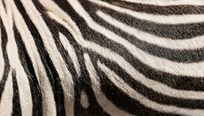 Close-Up of Zebra Fur Showing Detailed Patterns and Stripes