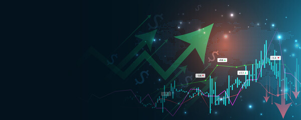technology background, concept graph, investment, marketing, financial up and down analysis