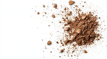Brown Powder Scattered on White Background