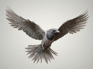 Fototapeta premium 3D rendering bird flight appears to be crow PNG Bird pattern ani