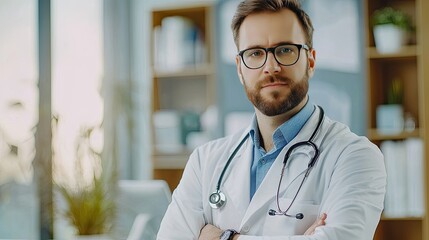 male doctor with a stethoscope, giving off a professional and approachable vibe