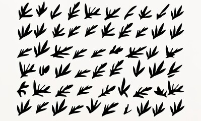 Stylized black bird tracks arranged in a repeating pattern on a light background.