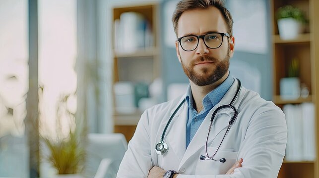 male doctor with a stethoscope, giving off a professional and approachable vibe