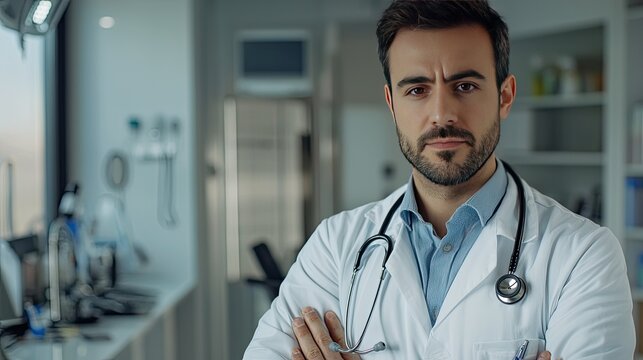 male doctor with a stethoscope, giving off a professional and approachable vibe