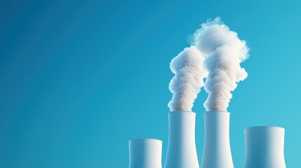Power plant with cooling towers emitting minimal steam symbolizing efficiency