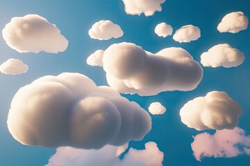Colorful Abstract Backgrounds with Playful Fluffy Clouds 3D Render