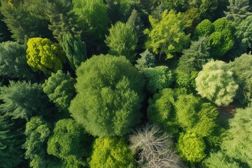 Naklejka premium Stunning Aerial View of Diverse Green Forest Vegetation on Canvas