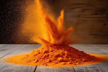 Fototapeta premium Vibrant Orange Dust Explosion Celebration Effect