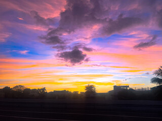 Fototapeta premium sunset in the city