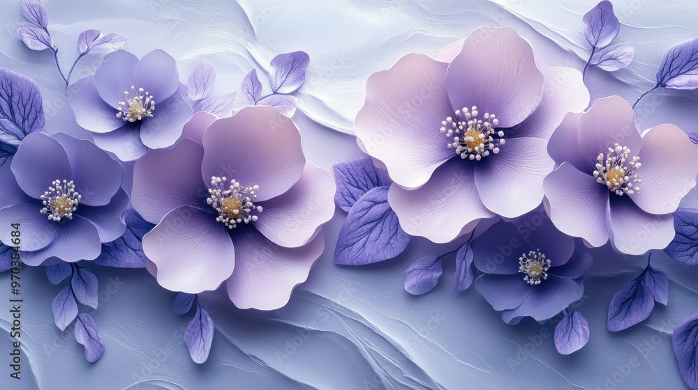 Wall mural Purple Paper Flowers