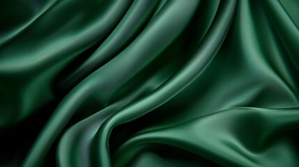 Obraz premium Elegant green silk fabric with smooth folds