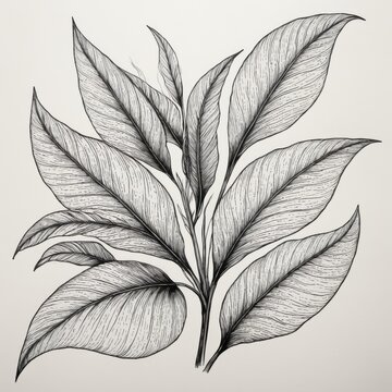 recommend clip art: Black white illustration plant multiple leaves leaves are tea br