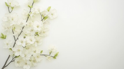 White Spring Flowers on White Background