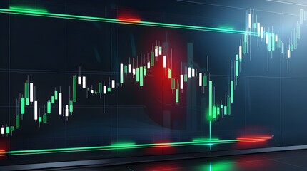 A hyperrealistic highresolution financial stock market chart