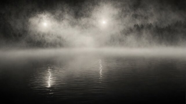 Black white photograph foggy landscape fog thick billowing A mys