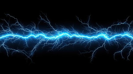 Blue Electric Lightning Bolt on Black Background