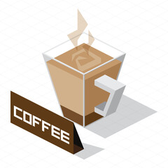 isometric coffee cup graphic element