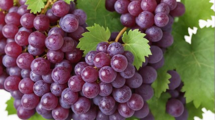 Fototapeta premium Bunch purple grapes green leaves are round plump A symbol
