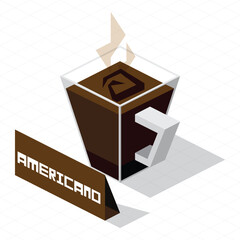 isometric coffee cup graphic element