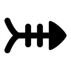 Fish bone icon in solid filled glyph style. Simple skeleton symbol vector illustration — pixel-perfect icon.