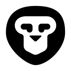Lion head icon in solid-filled glyph style. Simple jungle king symbol vector illustration — pixel-perfect icon.