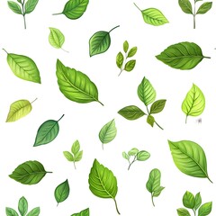 Seamless Natural Green Leaves Pattern on White Background for Botanical  Floral  and Environmental Designs