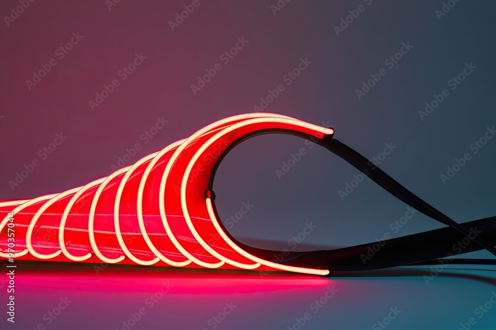 Poster vibrant red neon wave with dynamic speed and motion effects
