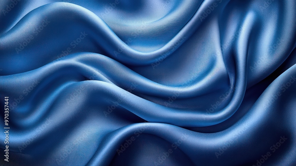 Sticker Abstract Blue Silk Fabric Texture