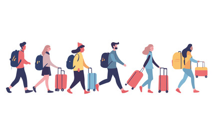 Set of various people having fun at winter. Flat vector illustrations of family making snowman, woman skiing, standing with pram. Winter leisure concept for banner,